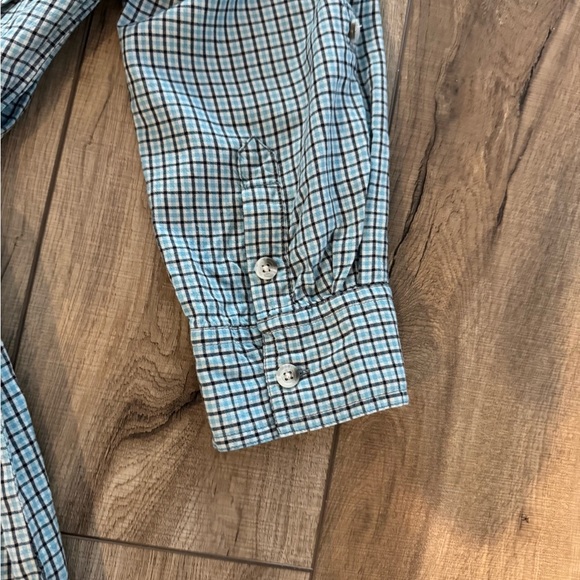 Gramicci Shirt Dress Green Blue Checkered Button tie roll sleeves Small - Picture 5 of 7